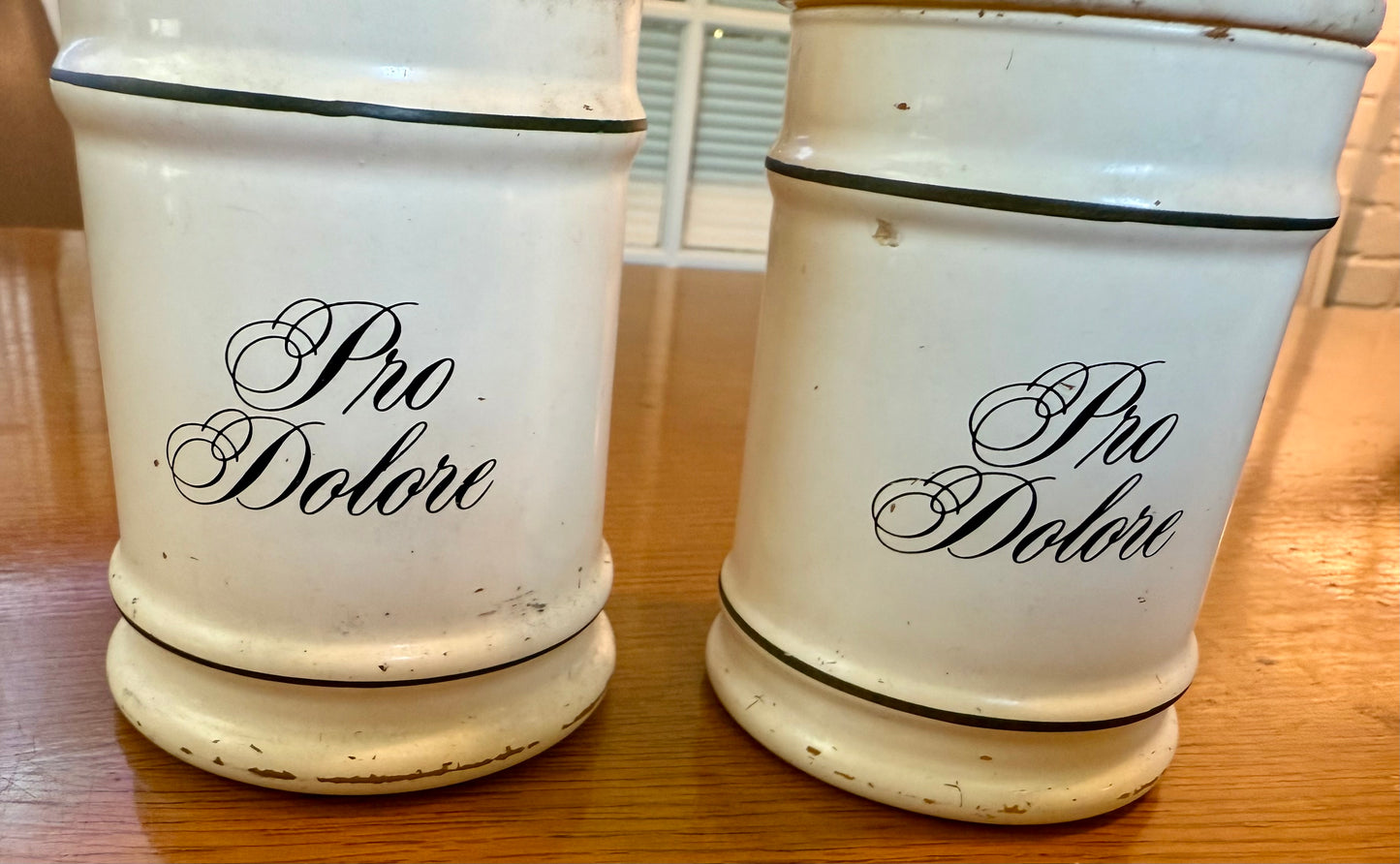 Vintage Set of 2 Eli Lilly Pro Dolore Apothecary Jars