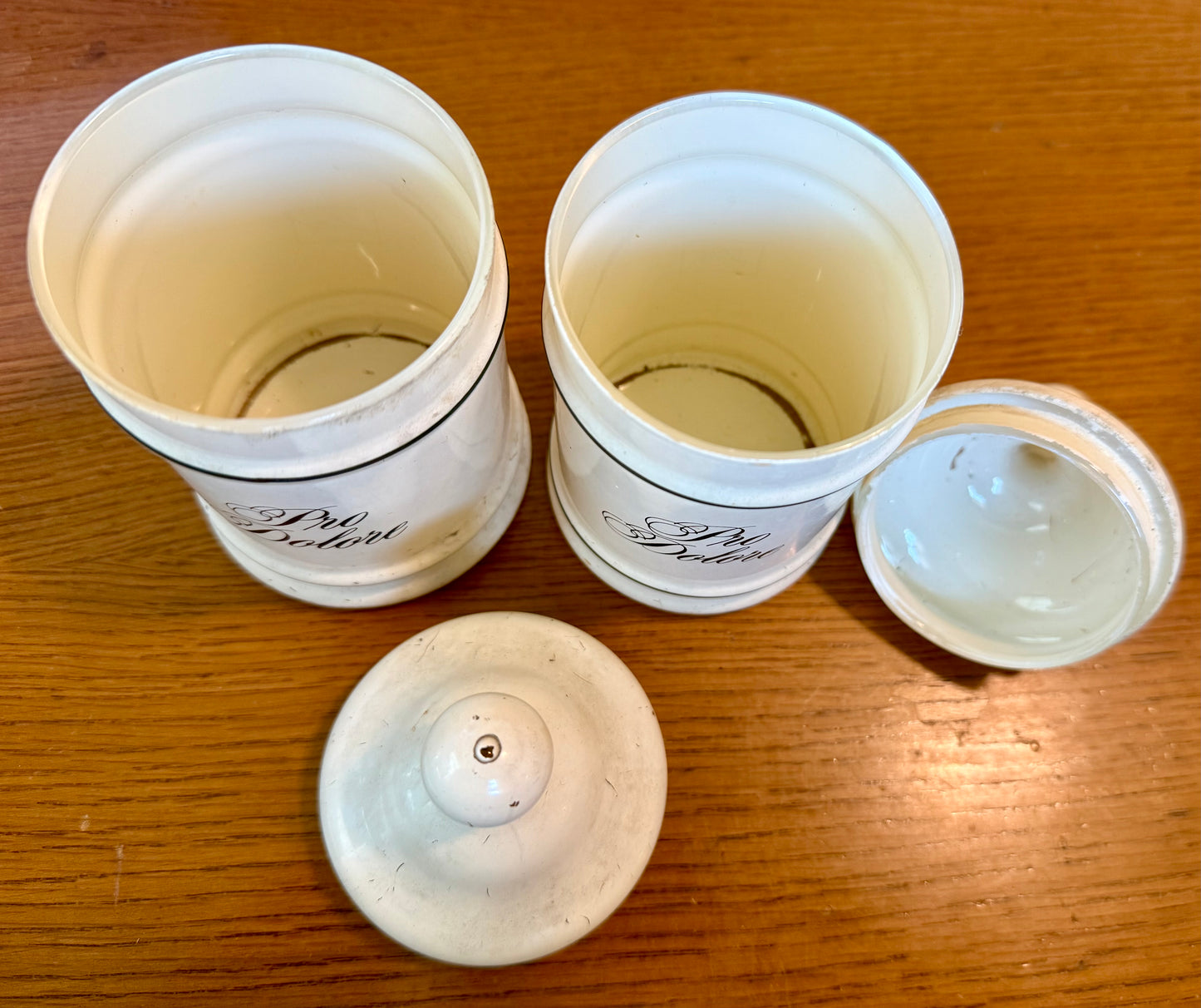 Vintage Set of 2 Eli Lilly Pro Dolore Apothecary Jars