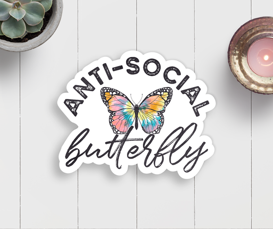 Anti-social Butterfly Vinyl Sticker