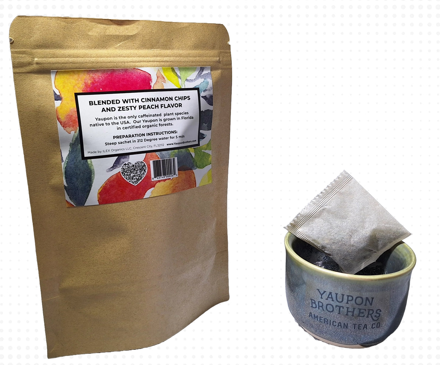 Spiced Peach Yaupon Holly Tea Zip Pack