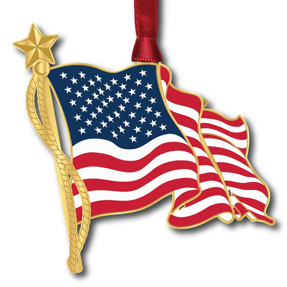 Decorative ornament with American flag design on a white background