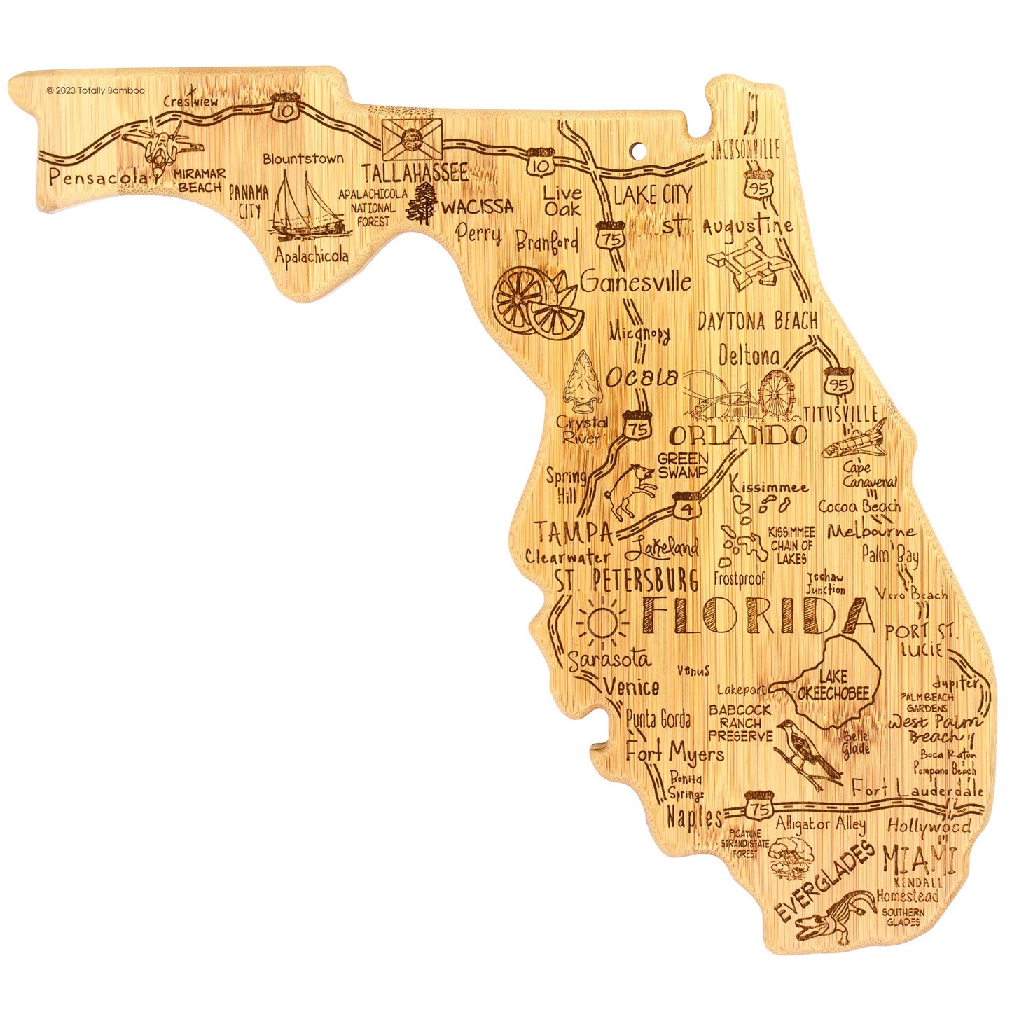 Destination Florida State-Shaped Serving & Cutting Board