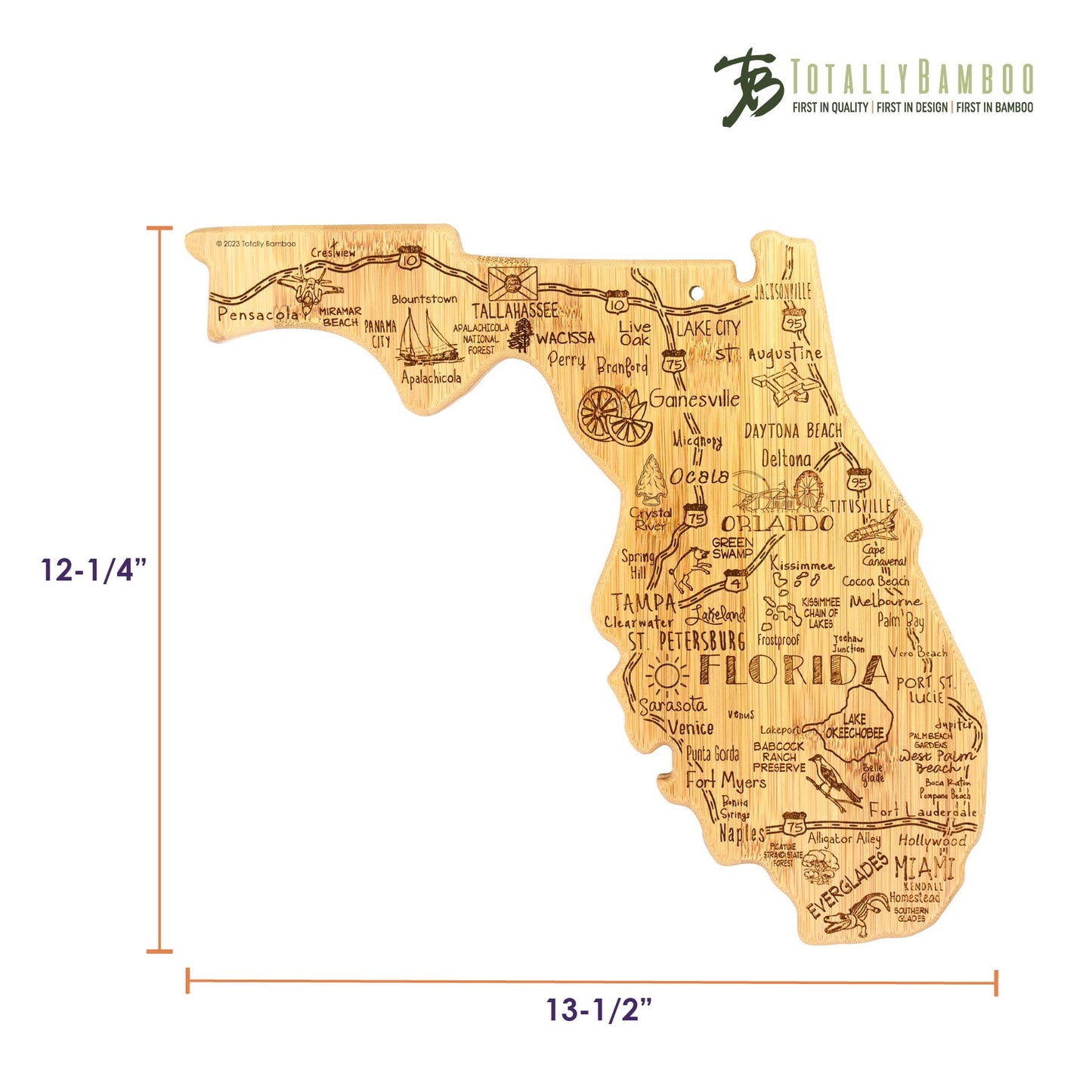 Destination Florida State-Shaped Serving & Cutting Board