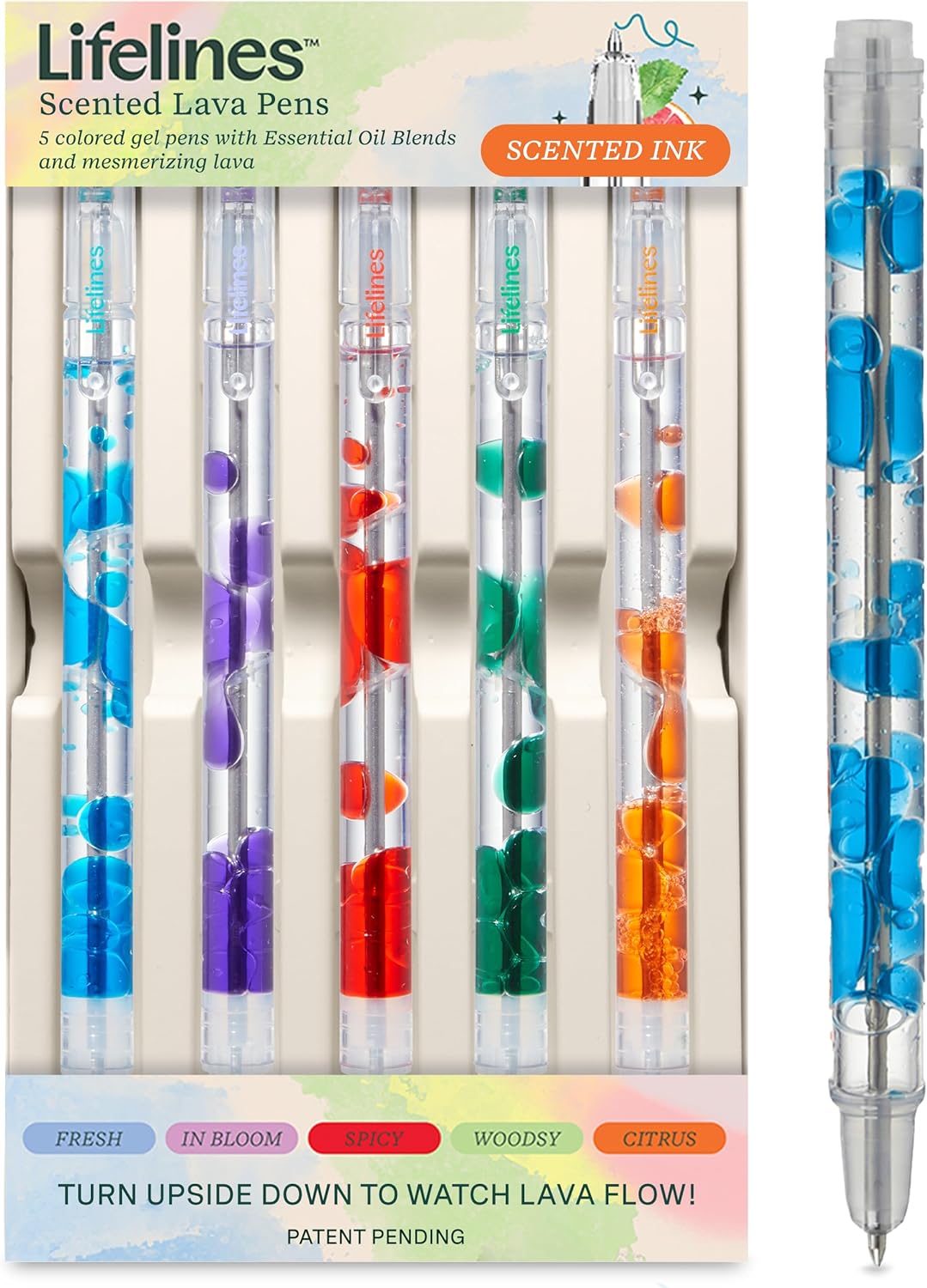 Lifelines Scented Lava Gel Pen Set, 5-Pack (Multi-Color)
