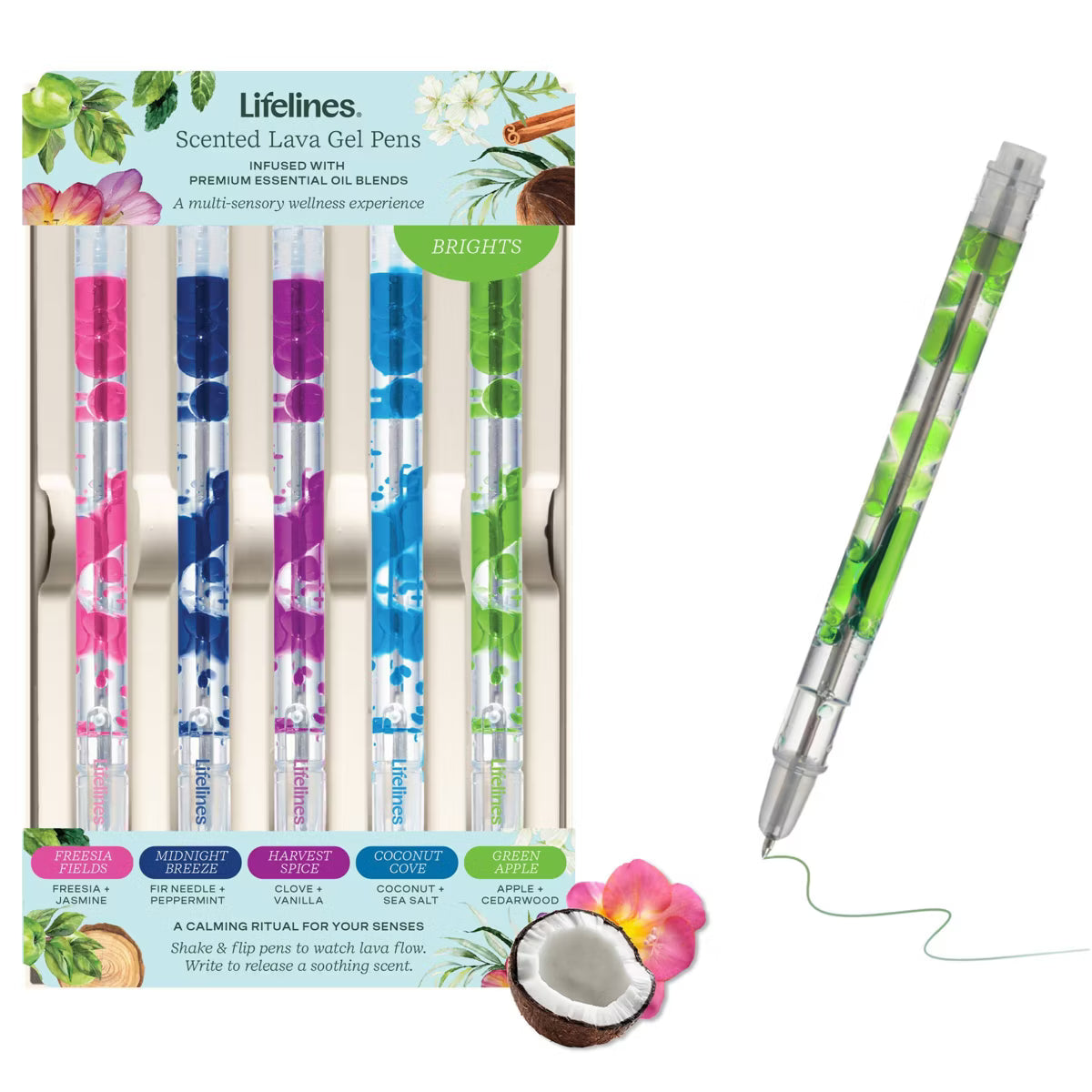 Lifelines Scented Lava Gel Pen Set, 5-pack (Brights)