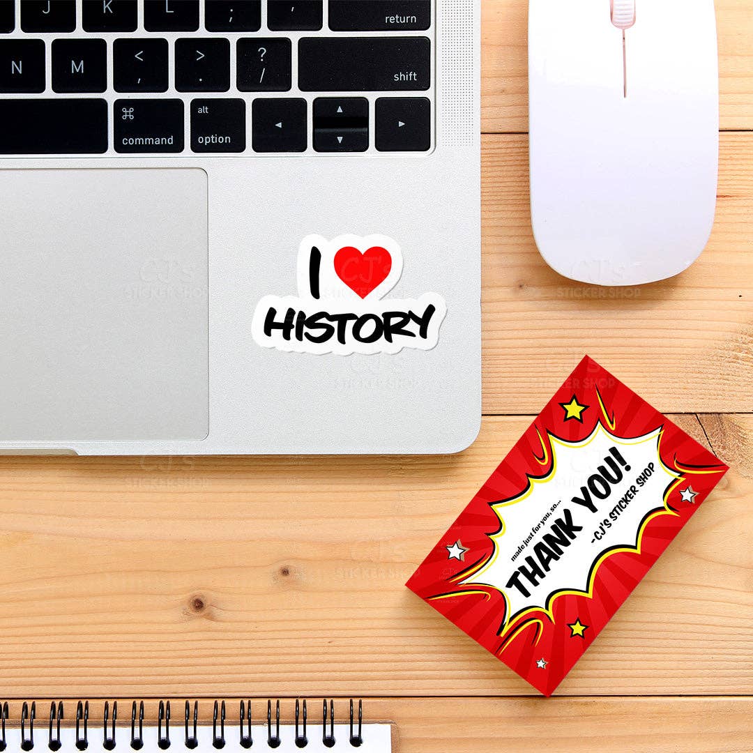 I Love History Sticker Vinyl Sticker