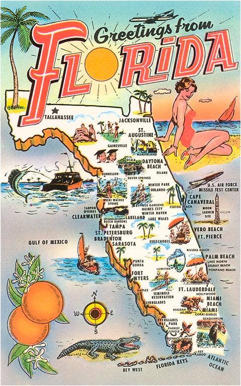 Magnet FL-859 Greetings from Florida, Map